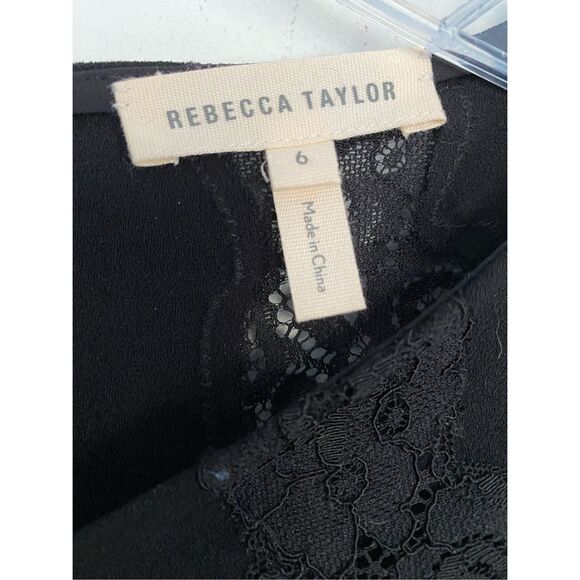 Rebecca Taylor Black Lace/Crepe Shift Dress Sz 6 - Picture 4 of 9